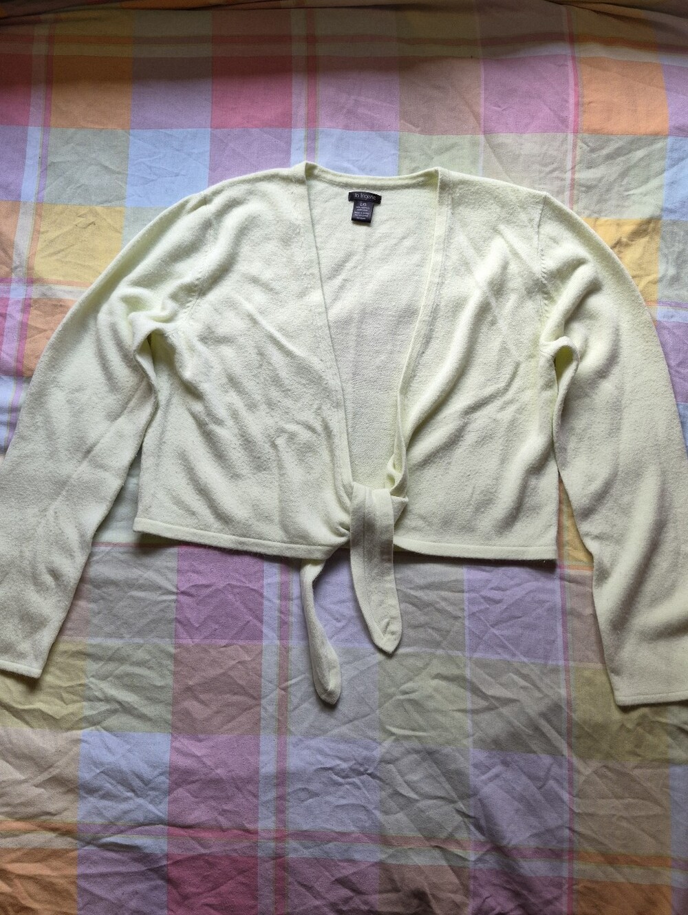 Tie-Front Cropped Shrug in Pale Green
